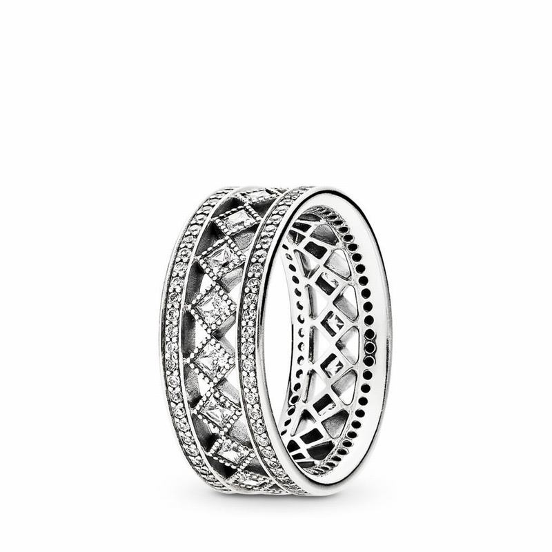 Pandora Vintage Fascination Statement Ring Ireland - Sterling Silver/Cubic Zirconia - 962074IER